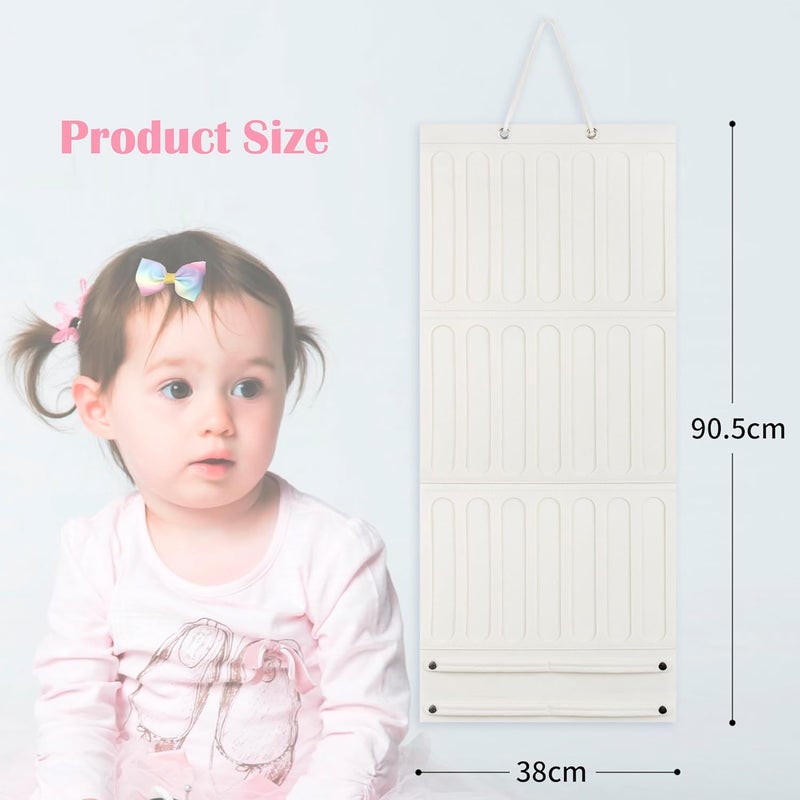 JOYMOMO Bow Holder Organizer for Girls - Hanging Hair Accessories Storage for Headbands, Clips, Ties, Scrunchies (Without Bows) (Beige) - Image 3